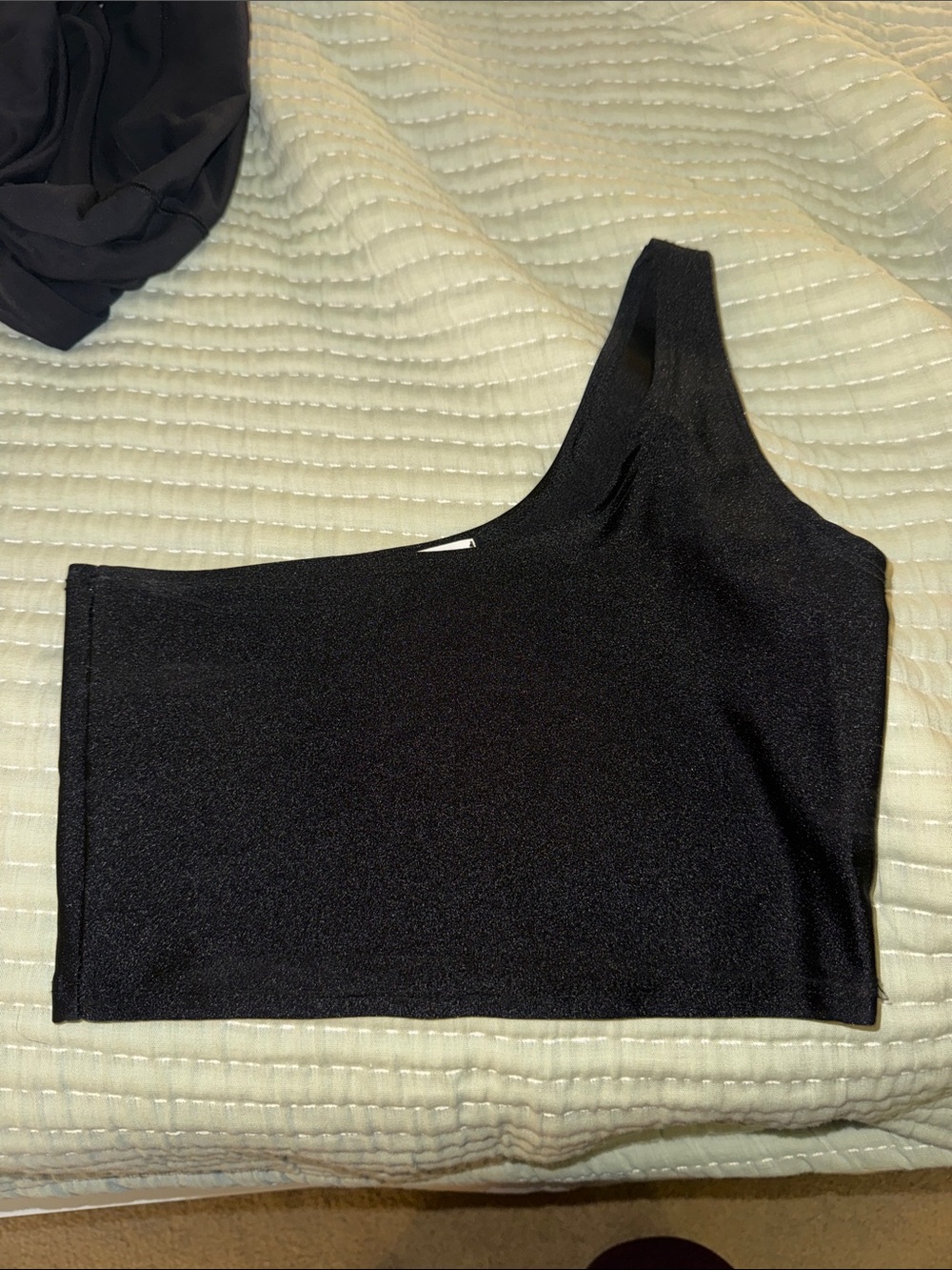 Asymmetric One-Shoulder Black Crop Top